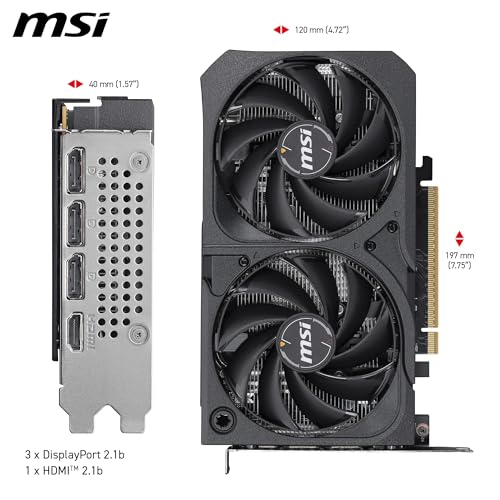 Image of MSI GeForce RTX 5050 8G Shadow 2X OC Graphic Card - NVIDIA GeForce RTX 5050 GPU, 8GB GDDR6 128-bit Memory, 20 Gbps, PCI Express Gen 5 x16 Interface, Upto 2602 MHz, TORX Fan 5.0