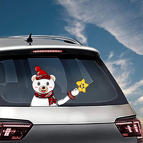 Sayala Kerstdecoraties stickers muurstickers kerstman/sneeuwpop winken wisser stickers tags voor auto achterruit (kerstshirsch)