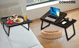 Dokkome Składany stolik na laptopa, stolik do łóżka, stolik na notebooka, taca do jadalni, stolik śniadaniowy, stolik śniadaniowy w łóżku, składany stolik do łóżka, czarny