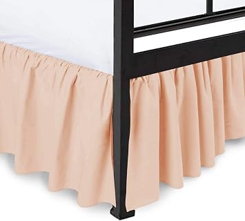 Blush Solid, Queen Size Dust Ruffled Bed Skirt, 800 Thread Count 100% Egyptian Cotton 15" inch Drop Split Corner Ruffle Bed Skirt, Wrinkle & Fade Resistant