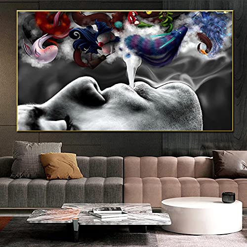 Impression sur toile Smoky Dream Femme Art affiche murale haute définition 50x90cm