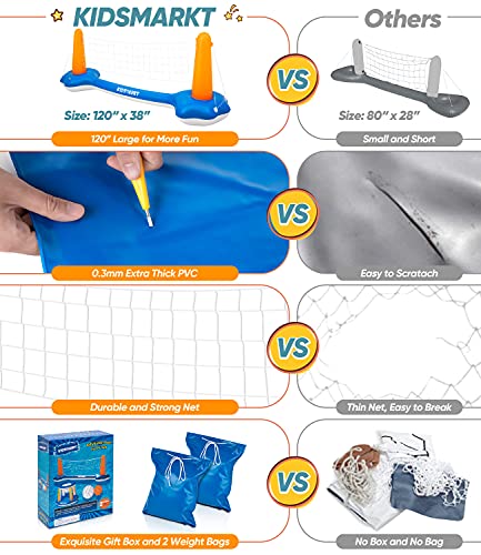 Pool Volleyball Set & Basketball Hoop -120'' Larger Pool Volleyball Net For Inground Includes 2 Balls & 2 Weight Bags, Pool Toys Game For Kids Teens And Adults - Volleyball Court (120 X38 X30 )Medium #TOP3
