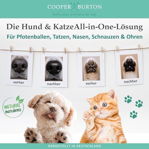 COOPER & BURTON Pfoten-, Nasen- & Schnauzenbalsam für Hunde & Katzen | Schutz vor Hitze, Kälte & Salz | Bienenwachs Propolis Carnaubau- u. Wollwachs | antibakteriell, sicher beim Ablecken | Made in DE