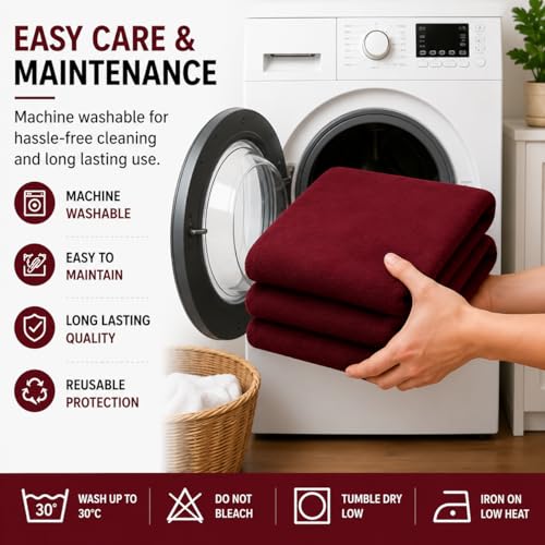 Image of Babylee 100% Waterproof Queen 72x60 Inch 6x5 Ft Fits Upto 10 Inch Mattress | Premium Terry Cotton Breathable Bed Protector | Mattress Cover for Double Bed | Wine