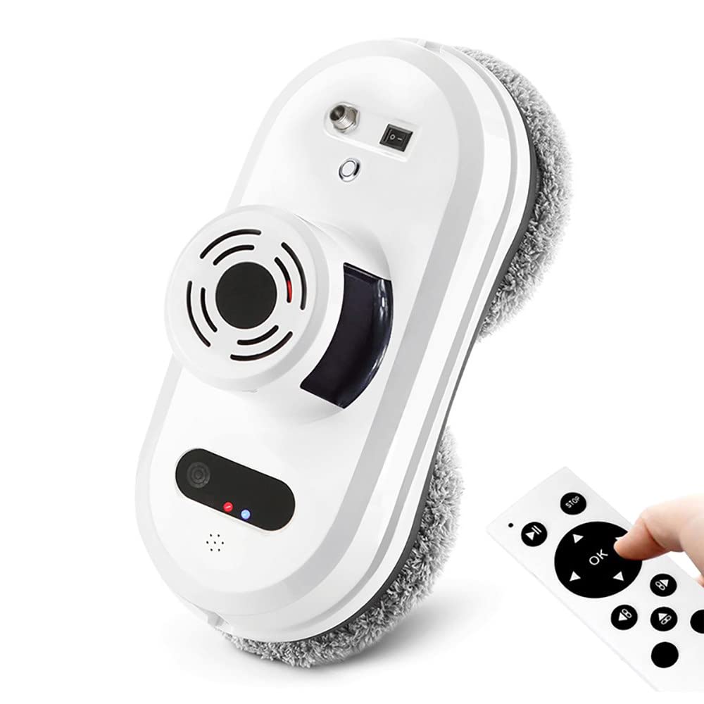 GTHTUHFD Window Cleaning Robot, Intelligent Remote Control Automatic Vacuum Cleaner For Glass And Tiles, Anti-Falling And Flexible Cleaning Solution,White