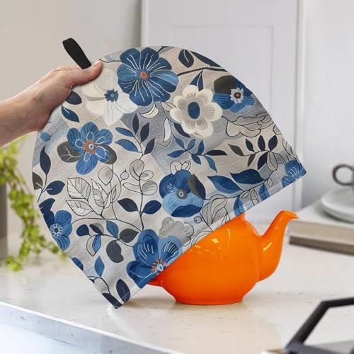Image of Hudotybom Hibiscus Flower Tea Pot Cozies, Coffee Breakfast Warmer Teapot Dustproof Insulated Covers Tea Kettle Quilt for Kitchen Home Table Hotel Party Restaurant Home Decoration