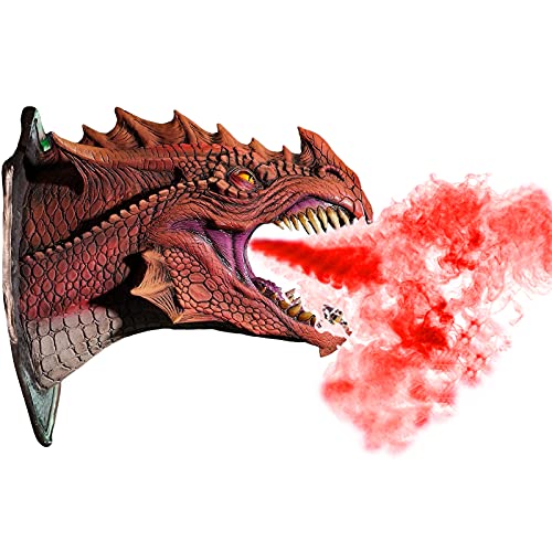 NAUXIU Dragon Legends Props 3D Wall Mounted Dinosaur Sculpture, Wall Art Life-Like Wall Bursting Dinosaur Bust with Glow Spray Fuction, Dinosaur Wall Decor,wall Art Statue Home Decoration Ornaments