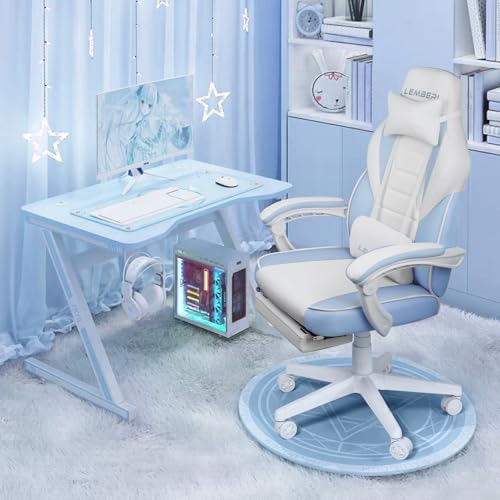 Image of LEMBERI Big and Tall Gaming Chair 400lb Capacity, Heavy-Duty Office Chair with Reinforced Footrest, Wide Seat High Back PC Desk Chair with Linkage Armrests, Thickened Steel Frame, PU Leather