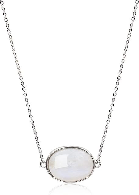 COAI 925 Sterling Silver Moonstone Stone Pendant Necklace