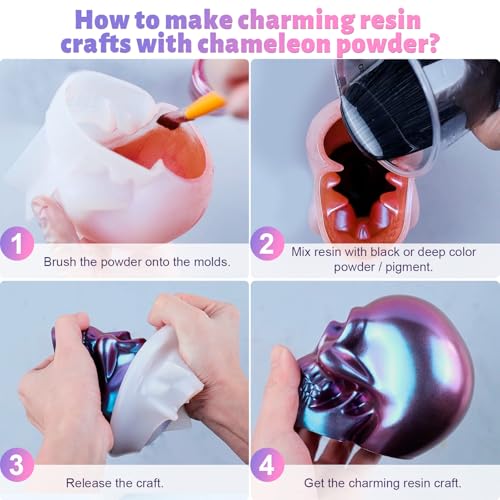 LET\'S RESIN Chameleon Mica Powder, 10 * 5g Color Shift Mica Powder for Epoxy Resin/Tumbler, Saturated Color Shifting Chrome Pigment Powders for Painting,Slime,Nails