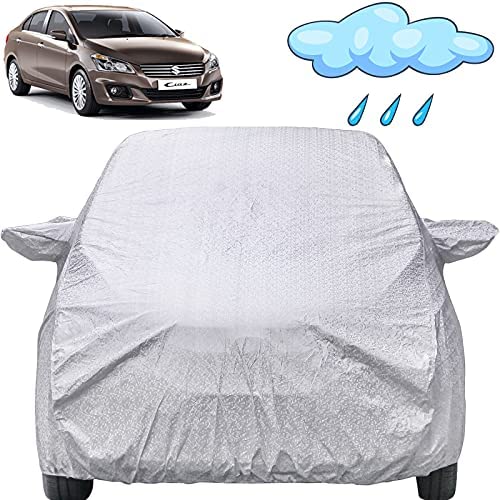 Image of Autofact Waterproof Car Body Cover Compatible with Maruti Ciaz (2014 to 2021) with Mirror Pockets (Shinning Silver).