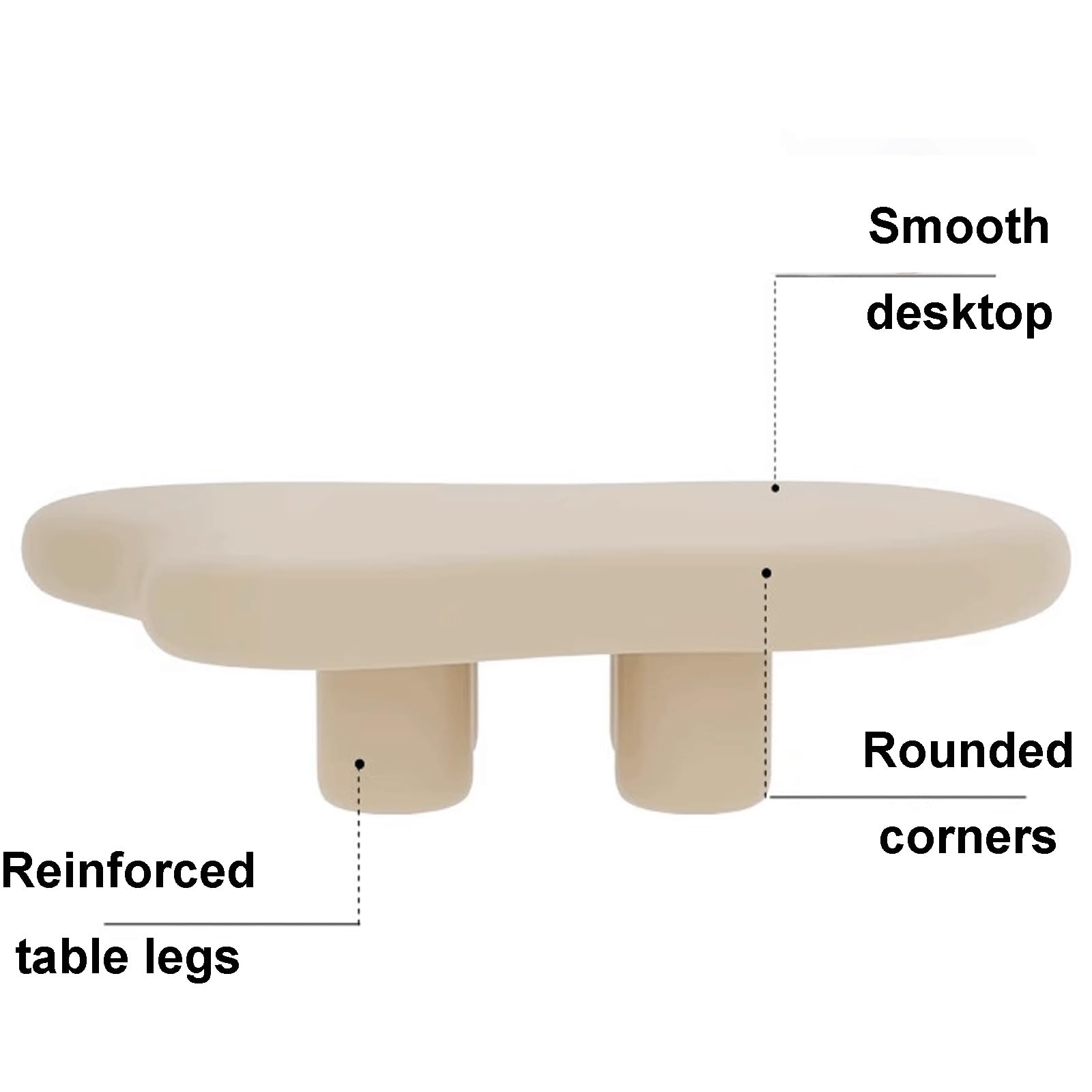 Stolik Pomocniczy do Kanapy, Stolik Boczny Pomocniczy, Stolik do Kawy Smal, Stolik do Sofy w Kształcie Chmury Nowoczesny z Drewna Konstrukcyjnego + PVC(Beige,Small)