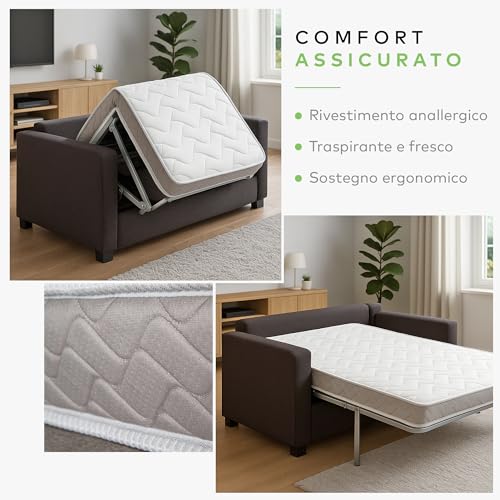 Evergreenweb - Materasso Per Divano Letto Matrimoniale 160X190 Cm, Materasso Ortopedico In Waterfoam Alto 12 Cm Ergonomico Per Prontoletto Con Rivestimento Anallergico Bianco - Daybed - 5