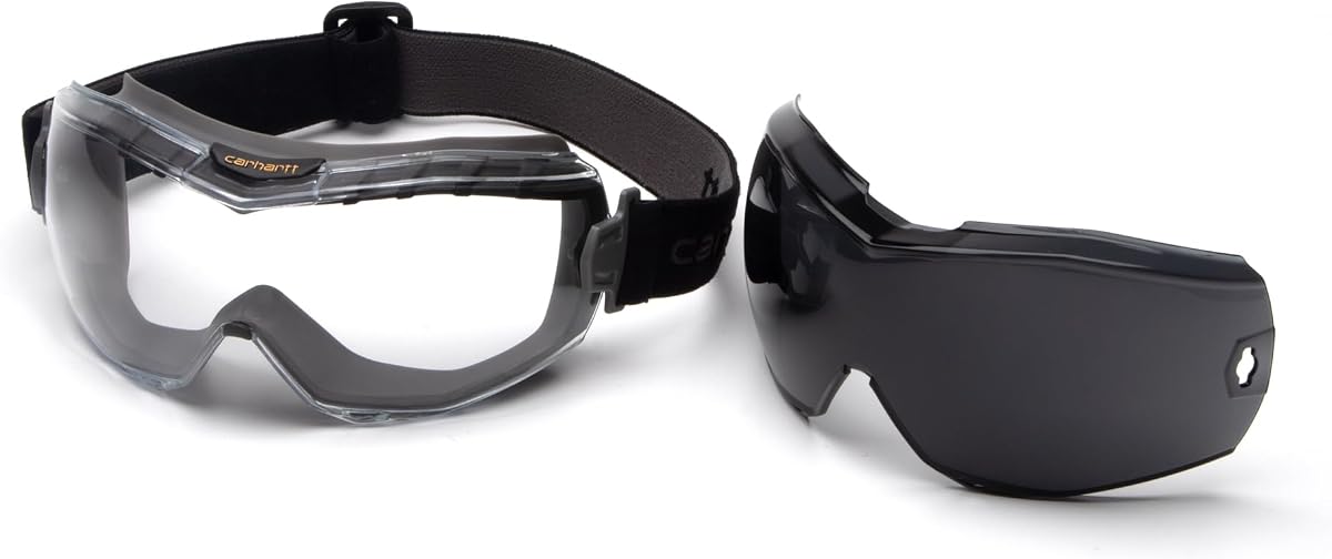 Carhartt Gear CHG12KIT Goggle Kit - Clear Lens with Gray Replacement - One Size Fits All - Black