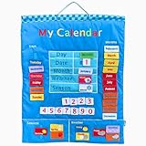 cambio alla pari ufficiali esercito Lavabile Fiesta Crafts - Calendario da parete in tessuto celeste da appendere alla parete, cambia ogni giorno per imparare i giorni e i mesi, splendidamente ricamato, meravigliosa decorazione e risorsa