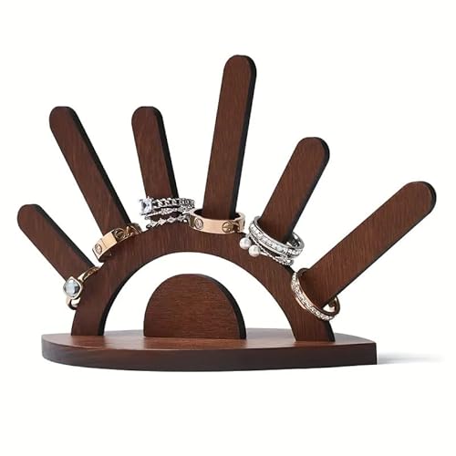 LEKAYIHU Angel's Eyes Decor Wooden Ring Display Stand Creative Jewelry Ring Display holder for women,Gift for Halloween Christmas Brthday