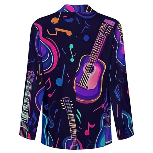 Guitar Music Notes Men's Blazer Printed Button Suit Jacket Slim Sport Coat Blazers4