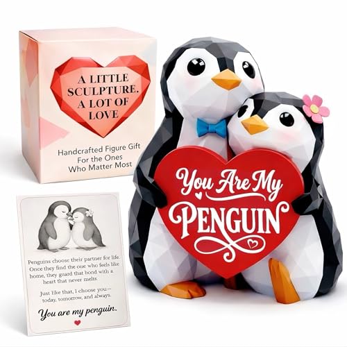 You Are My Penguin Figurines Gifts for Him Her Boyfriend Girlfriend, Hand-Painted Sculpture Anniversary Birthday Gifts for Women Men, Romantic I Love You Gift for Wife Husband Couples Cute Desk Decor