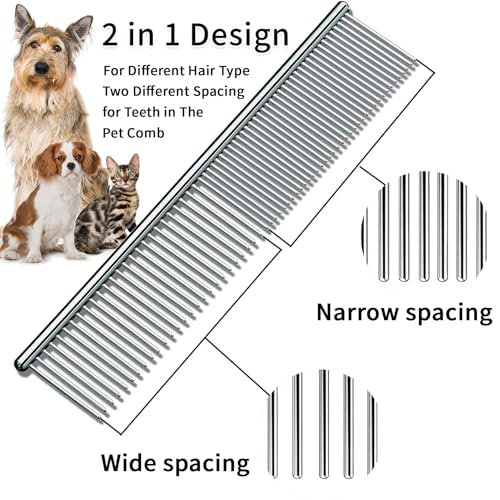 Image of Grooming Comb for Dog Cat,Stainless Steel Comb for Tear Stain Remover,Pet Comb with Round Teeth for Removing Tangles
