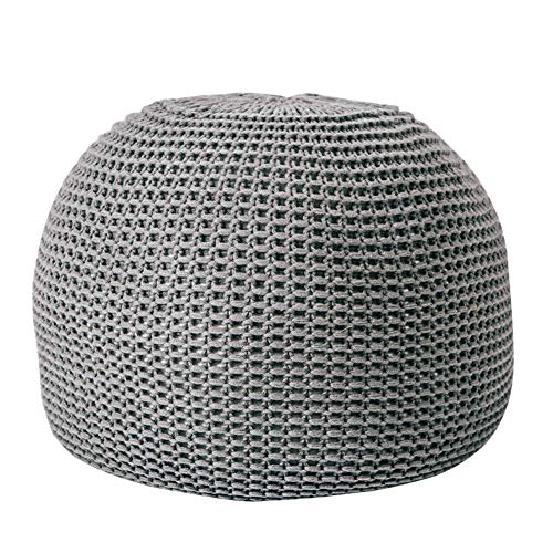 Pouf repose-pieds gris foncé 44x33 cm tricoté main lavable - 2