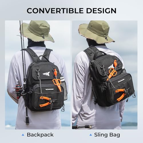 Image of KastKing BaitSpace Fishing Sling Bag, Fishing Backpack with Rod Holder