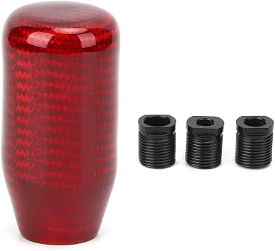 Tbest Shifter Knobs Red,Shifter Knob Red Carbon,Gear Shift Head Gear Shift Accessories Universal Car Gear Shift Knob Head Aluminum Carbon Fiber Auto Modification Red Short Type
