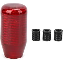 Tbest Shifter Knobs Red,Shifter Knob Red Carbon,Gear Shift Head Gear Shift Accessories Universal Car Gear Shift Knob Head Aluminum Carbon Fiber Auto Modification Red Short Type