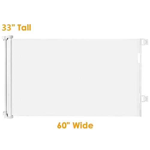 Miniatura 4 de Puerta retráctil de 55 pulgadas para perros para niños, puerta retráctil para bebés para puerta, puerta retráctil para bebés para escaleras, puerta