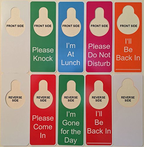 Securepro Products 5 Individual Door Hangers (With Up To 10 Unique Messages), Premium Quality Pvc 100% Waterproof, 3.125" Wide X 8.125" Tall #TOP1