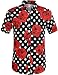 SSLR Men's Polka Dot and Rose Button Down Short Sleeve Casual Shirt (Medium,Black)