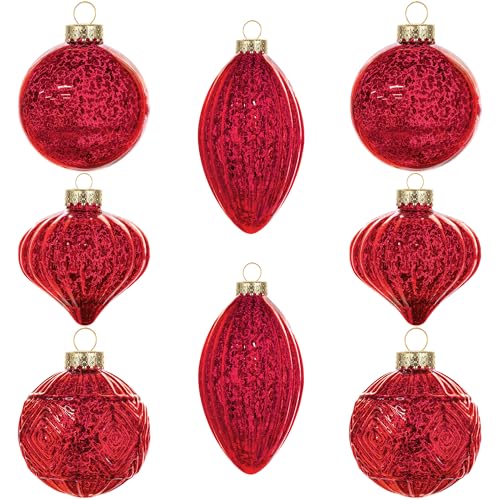 KI Store weihnachtskugeln Rot Glas 8 Stücke Ornamente für...
