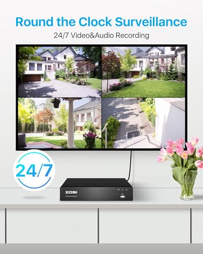 Image of ZOSI 4K Ultra HD PoE Security Camera System Outdoor, Person Vehicle Detection, 2 Way Audio, Night Vision, 8 x IP66 Weatherproof Surveillance Cameras, 8CH 8MP NVR with 2TB Hard Drive for 24 /7 Recording