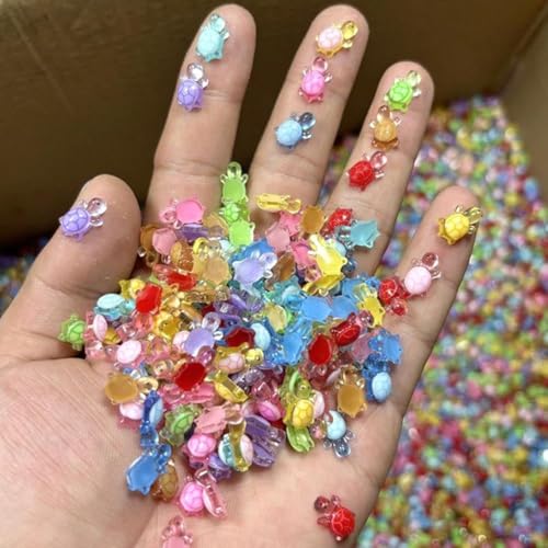 100 Pcs Colorful Resin Turtles for Crafts Dollhouse Miniatures,Mini Resin Turtles Toy,Mini Animals,for DIY Craft Garden，Landscape，DollhousePotted Plants Decor