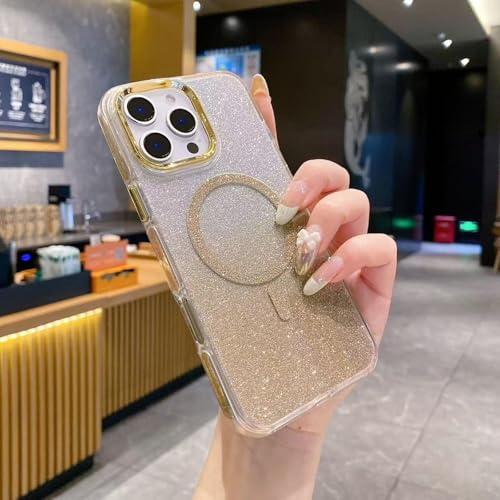 Coque magnétique pour iPhone 12 transparente et dorée anti-choc