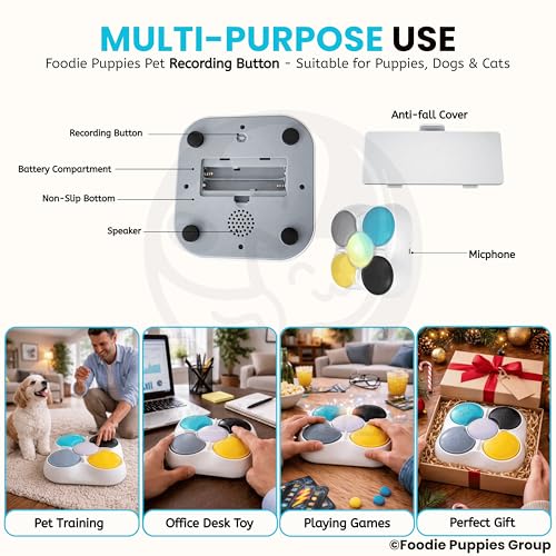 Image of Foodie Puppies Interactive Dog Talking Buttons for Training, 4-in-1 Recordable Voice Buttons, 30Sec Playback | Pet Communication Buzzer for Dogs & Cats | USB Type-C & Battery Powered [Without Battery]