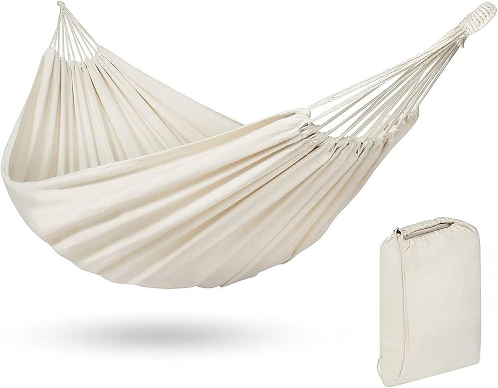 Pogrubiony bawełniany hamak na wędrówki i kemping - miękki, wygodny płócienny hamak ogrodowy i podwórkowy 190 x 80 cm i lekki sprzęt relaksacyjny na świeżym powietrzu