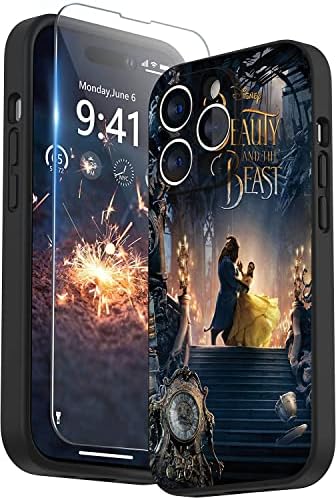 CRANCE iPhone 14/14 Plus / 14 pro / 14 pro max Case,Dis ney Character Design Pattern Black Cool Shockproof TPU Non-Slip, Scratch-Resistant (Beauty-and-The-Beast, iPhone 14 pro max)