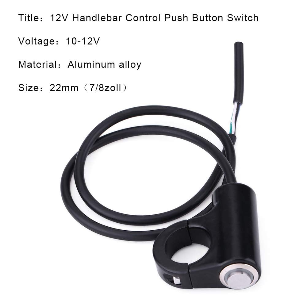 Motorcycle Handlebar Switch, Handle Bar Switch 22mm 7/8" Motorcycle Handlebar Mount Push Button Headlight Brake Fog Lights Blue Ray Version (with Self-Recovery Button)