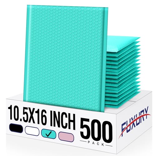 Image of Fuxury 500 Pack Teal Bubble Mailers 10.5x16 Inch,Self Seal Padded Envelopes