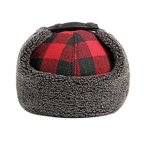 YESCAP-Winter-Bomber-Hats-Men-Thicken-Russian-Trapper-Hat-Earflap-Baseball-Cap-Red-Black-Plaid-Windproof-Bomber-Hat-for-Women