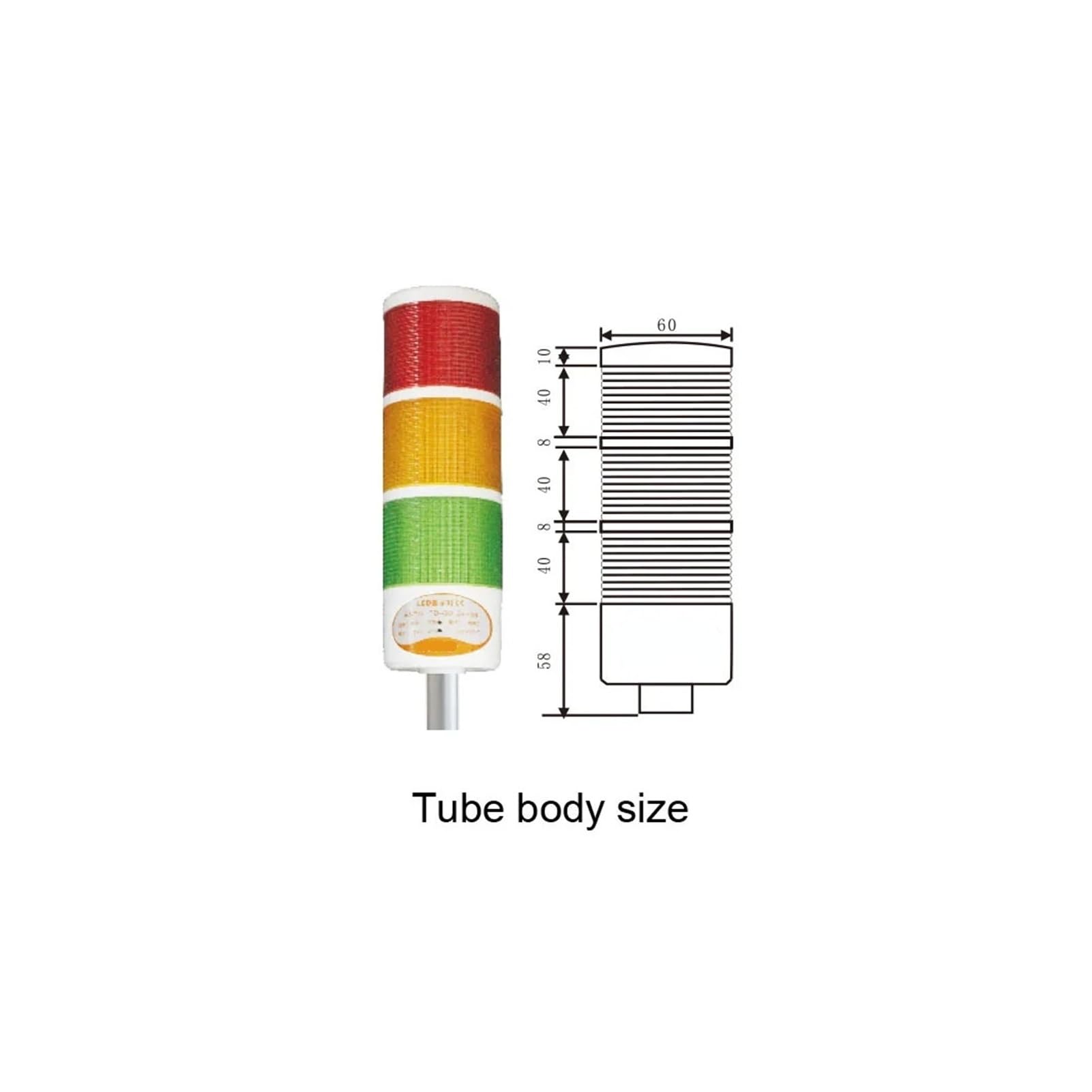 Luz Industrial de Torre Señal Lámpara de señal LED de 220 V CA, luz piloto indicadora, Advertencia de Funcionamiento de máquina CNC TD60(3LB220V)