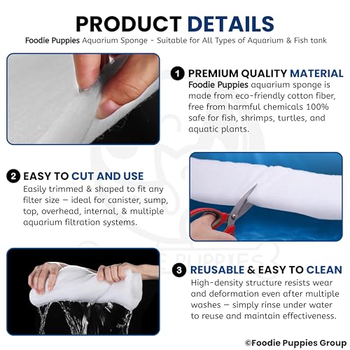 Image of Foodie Puppies Aquarium Fish Tank Filter Media Sponge - 130cm x 13cm x 3cm | Biochemical Cotton Sponge Top Filter Mechanical and Biological Filtration