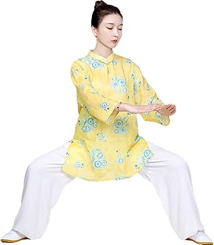 Amazon Co Jp カンフー服 上下セット チャイナ服 太極拳ウェア 綿麻 太極拳服 レディース カンフーウェア 演出服 ゆったり 稽古着 武術表演服 武術服 チャイナ服 練習用 団体服 朝練 中年 養生 中華風 武術教室 服 ファッション小物
