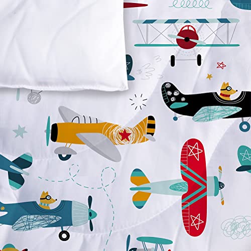 Yasida Aircraft Boys Single Bedding Sets Flying Airplane Print Microfibre single duvet set Cute Bedding For Boys/Girls Kids Duvet Cover Single 135x200 Duvet Cover With 1 Pillowcase 50x75 white - Image 4