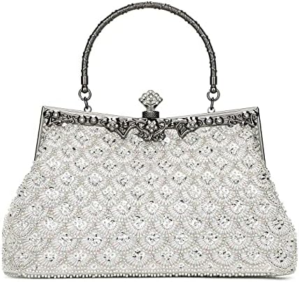 UBORSE Evening Clutch Bag, Women Clutch Bag Evening Bag Small Handbag with Handle Clutch Ceremony Bag Wedding Rhinestone Handbags