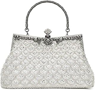 UBORSE Evening Clutch Bag, Women Clutch Bag Evening Bag Small Handbag with Handle Clutch Ceremony Bag Wedding Rhinestone Handbags
