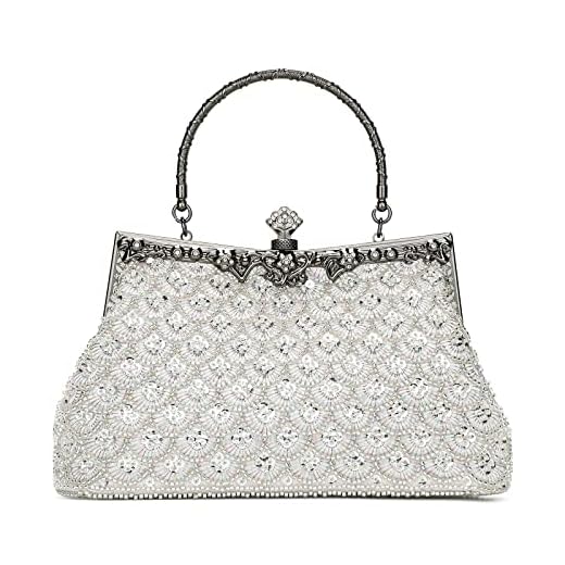 UBORSE Clutch Mujer Fiesta de 1920s con diamantes de imitación,Cartera de Mano para noche, Bolsos de Embrague para bailes de graduación bolsos de boda y novia