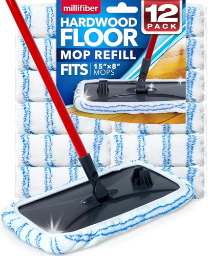 Microfiber Mop Refills 15x8 Inches, 12-Pack (Mop is Not Included)