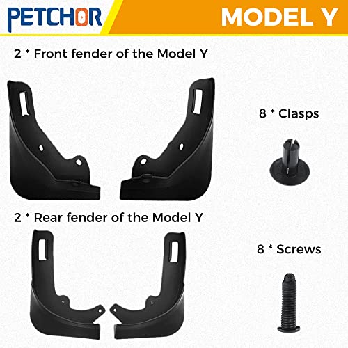 Image of 4PCS Mud Flaps Splash Guards for Tesla Model Y, No Drilling Required Tire Protector Mud Flaps, Fender Mud Guard with Accessories Compatible with Tesla Model Y 2020 /2021 /2022 /2023 /2024