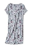 Inadays Sleepwear Women's Nightgown Cotton Sleepshirts Short Sleeve Nightshirt Print Sleep Dress R N
